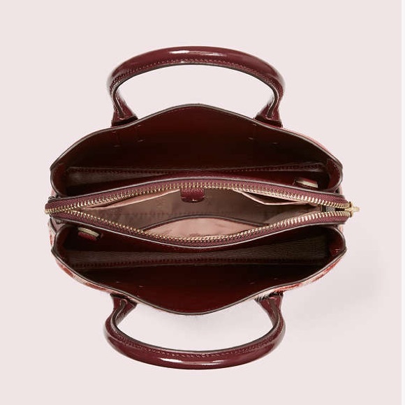 KATE SPADE Pink & Burgundy Leopard Calf Hair Leather Mini Satchel Crossbody Bag - Picture 12 of 17